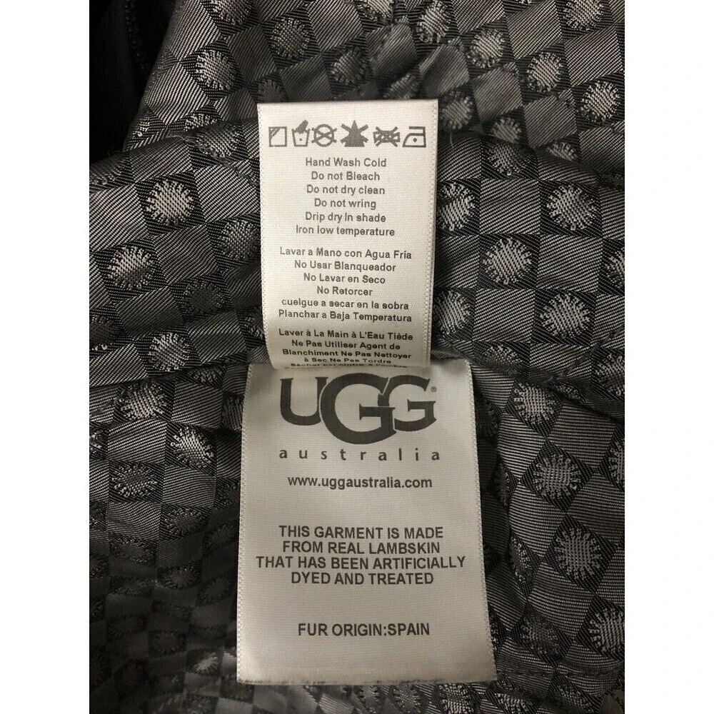 UGG Lambskin 80/20 Duck Down Belted Hooded Mid Length Puffer Coat Woman Size M - Picture 12 of 16